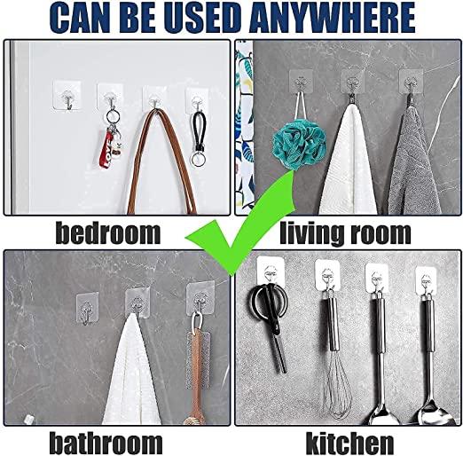 Self Adhesive Wall Hooks Heavy Duty Sticky Hooks For Hanging 10kg Max Waterproof